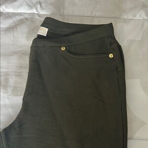 Michael Kors Dark Green Trousers with Gold Accents